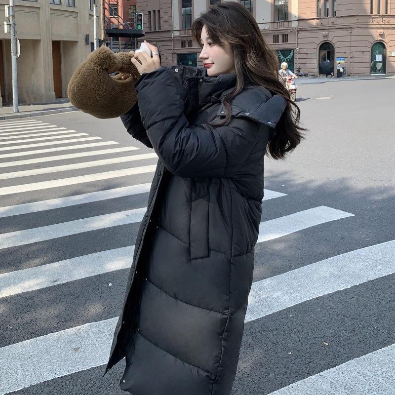 Down Cotton-padded Clothes for Women's Winter New Over-the-knee Cotton-padded Jackets Medium and Long Thickened Coats