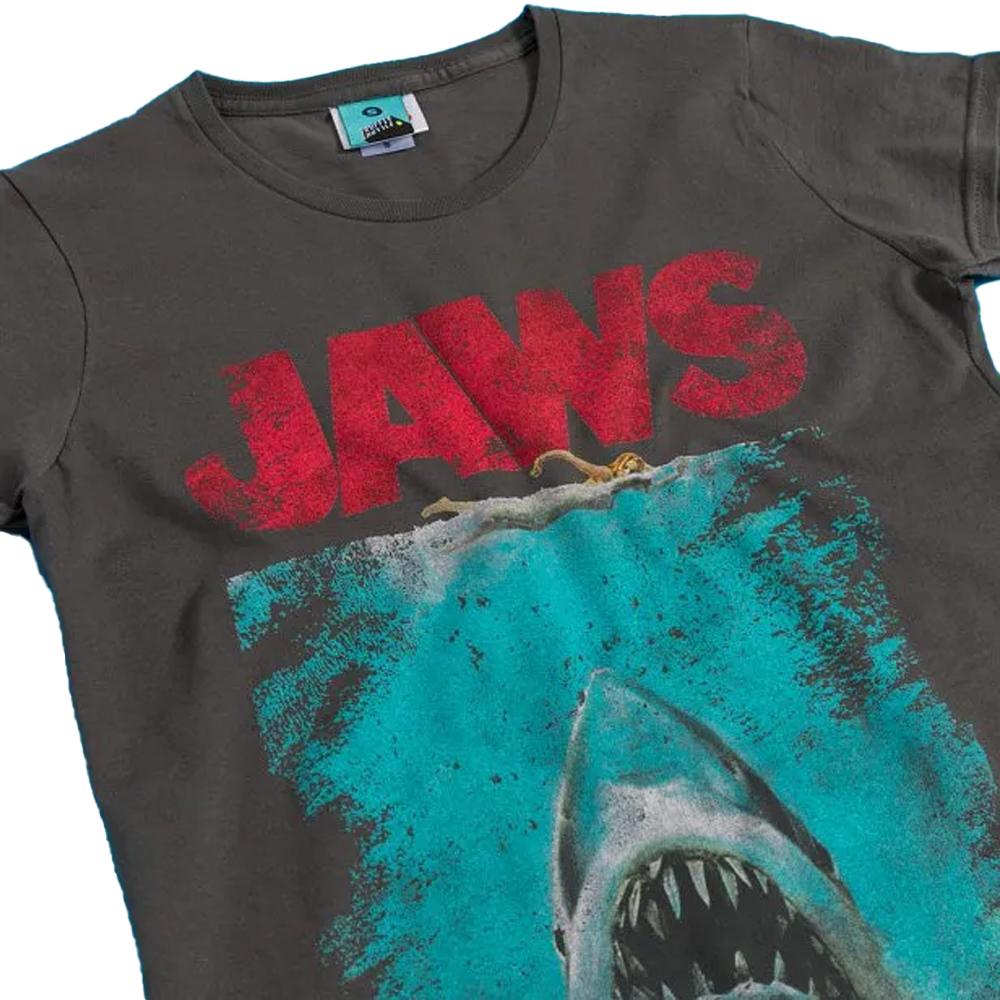 Jaws Womens/Ladies Movie Poster Distressed Fitted T-Shirt