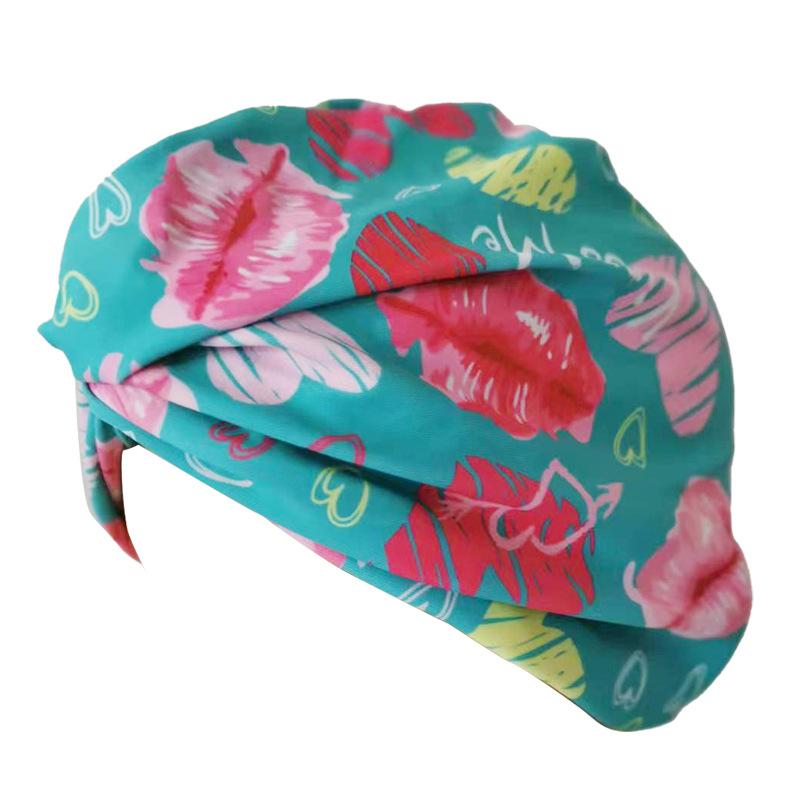 Sommer Damen Badekappe mit Druck Weiblich Nicht Würgend Kopf Hochelastisch Bequem Badekappe Erwachsener Sportkappe