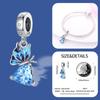 New 925 Sterling Silver Blue Murano Bead Pansy Flower Dangle Charm Fit Original Brand Bracelet And Necklace 925 Jewelry Gift