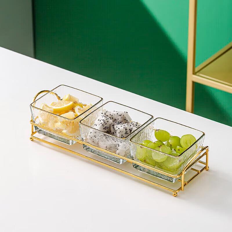Glass 3-Compartment Serving Dish with Stand