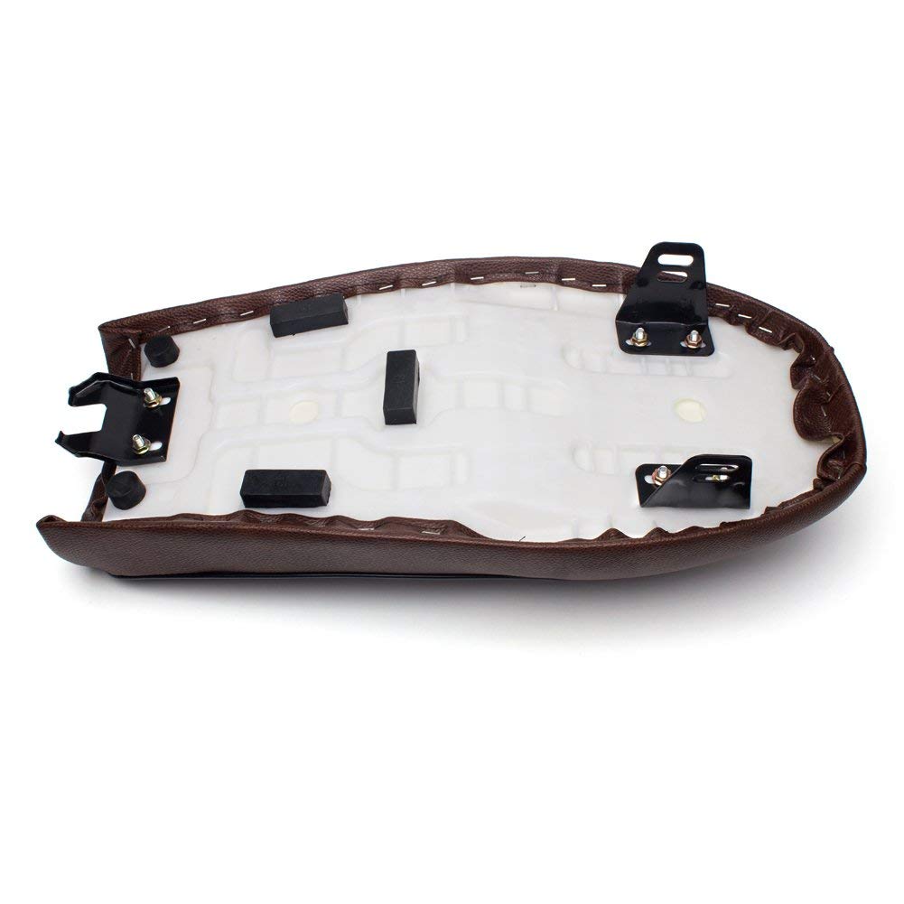 ONGMEIL Vintage Retro Cafe Racer Seat for and Kawasaki Yamaha Suzuki and Kawazaki KZ Yamaha, Suzuki, CL, SR, XJ, GS, (Stripe, Brown)