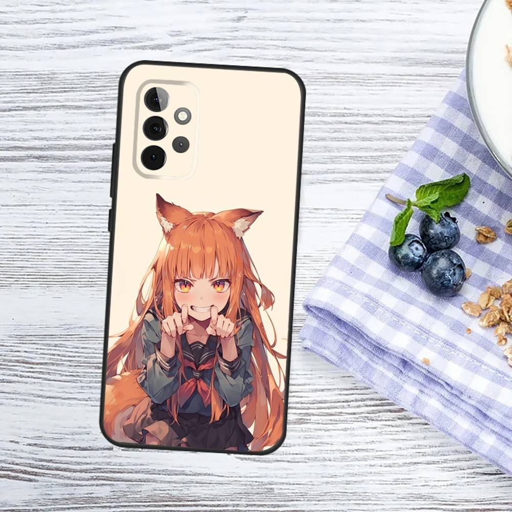Anime S-Spice and Wolf Phone Case For Samsung Galaxy A73,31,32,72,41,53,52,71,22,5G,Note,J7,8,9 Soft Black Cover