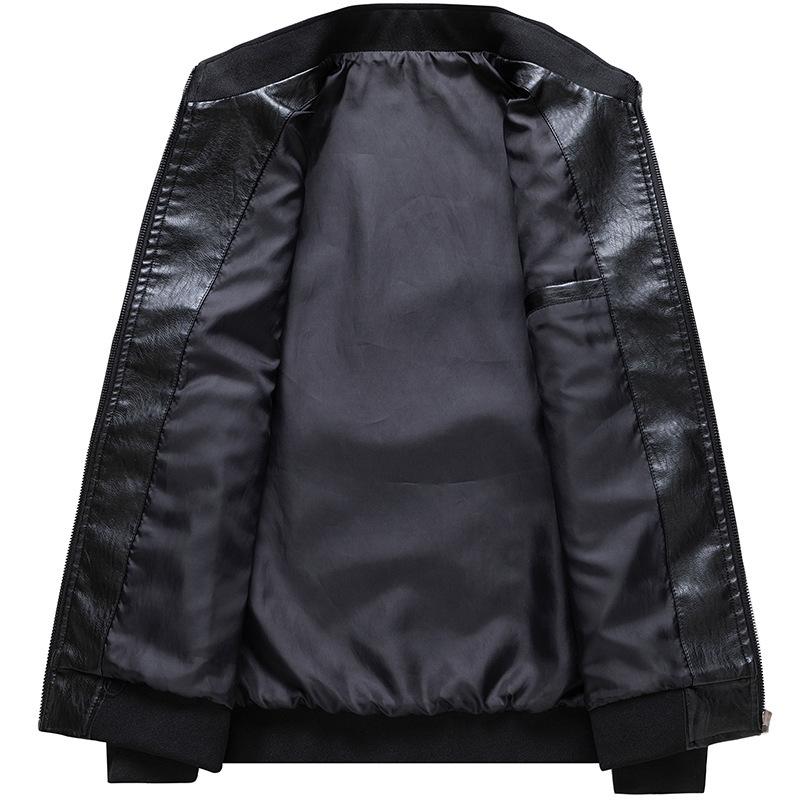New Men's Spring and Autumn Leather Jackets, Men's Large Size Stand Collar Leather Jackets, Men's Jackets, Casual Motorcycle Wear Leather Jackets