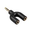 3.5 Mm Stereo Audio Y-Splitter 2 Female To 1 Male Cable Adapter For Earphone