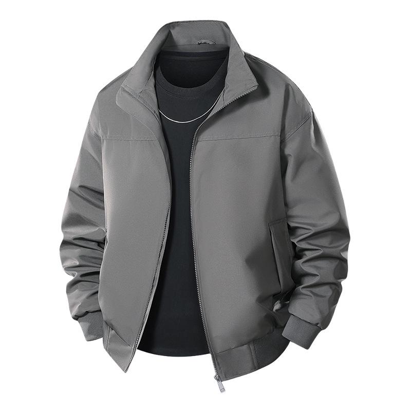 Męska modna kurtka bomberka o luźnym kroju ze stójką - casualowa jesienna odzież robocza w stylu baseballowym