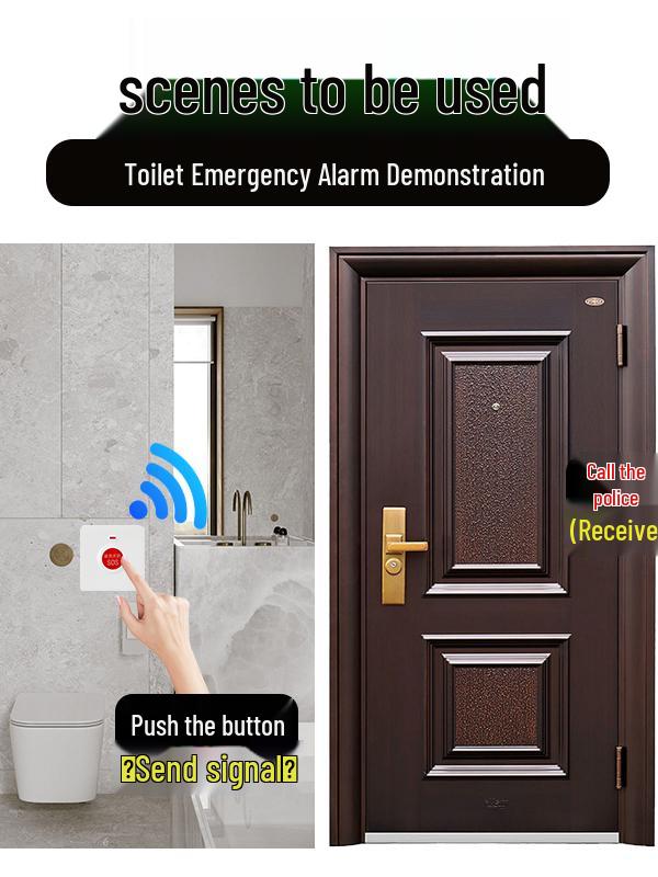Wireless Emergency Alarm Button for Disabled Restroom with Sound and Light
