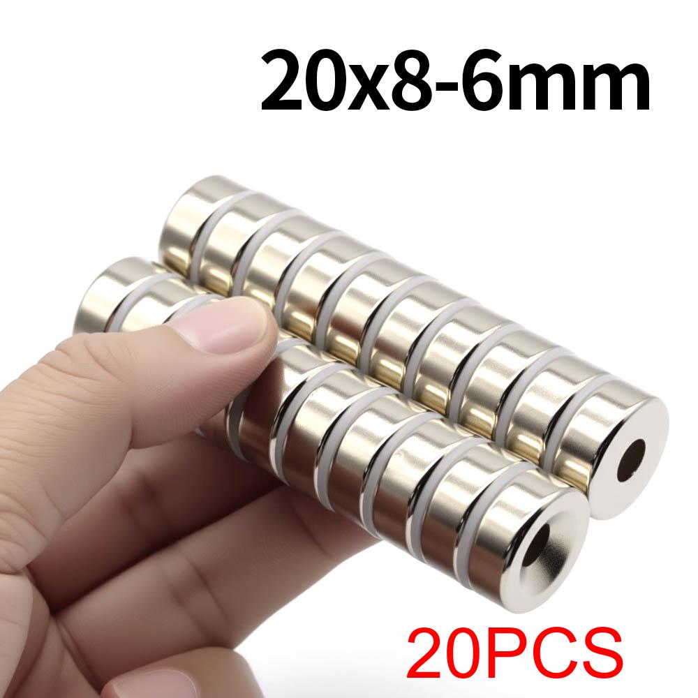20x8-6mm Super Strong Neodymium Magnet N35 NdfeB Permanent Magnetic imanes Round With Holes Powerful Magnets Refrigerator Magnet