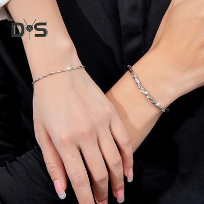 Couple Bracelet Simple Style Copper Adjustable Length Extended Chain Polished Rustproof Lightweight Love Gift Unisex Wrist Jewelry