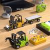 1 Set 2.4GHz Mini Remote Control Forklift Car Model Toy 1/64 Alloy RC Forklift True Lift-down-rotate With Rear Cargo