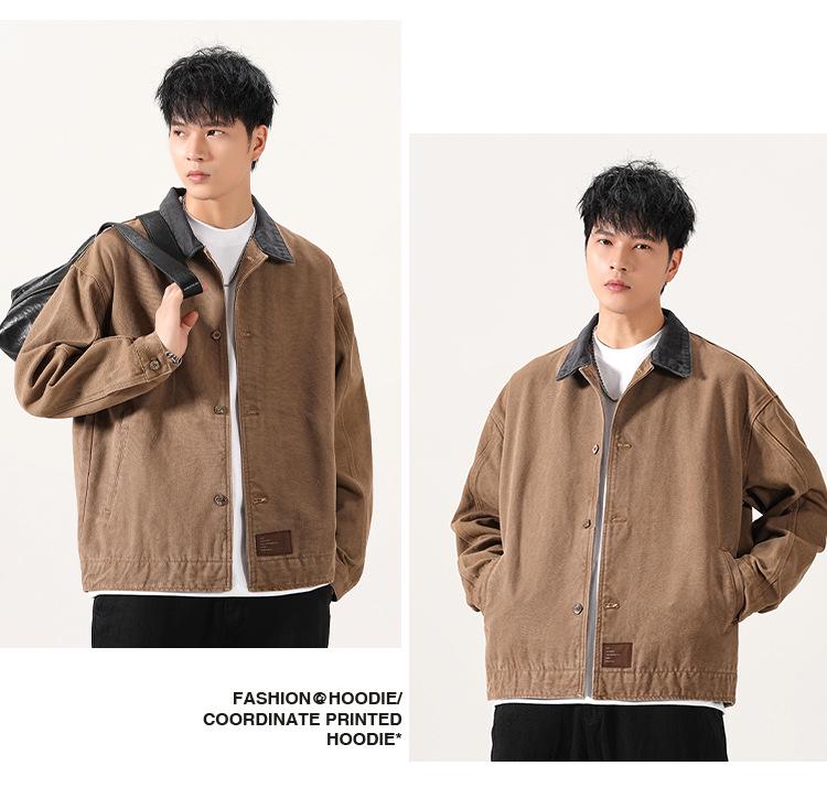 Wszechstronna męska kurtka casual z klapami: Modny, Luźny, Prosty, Z metką, Odpowiedni na jesień/zimę, Opcjonalna podszewka.