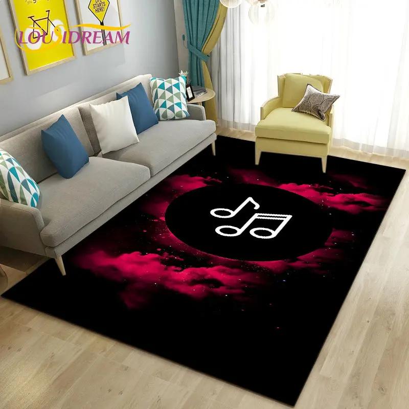 Alfombra grande con notas musicales hermosas en 3D, alfombra para sala de estar, dormitorio, sofá, decoración de cocina, alfombra antideslizante para juegos de niños