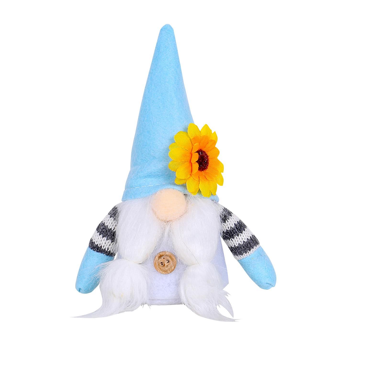 

Cute Little Flower-Patterned Decorative Figurines, Dwarf Plush Dolls, Faceless Old Man Figurines One Size синий