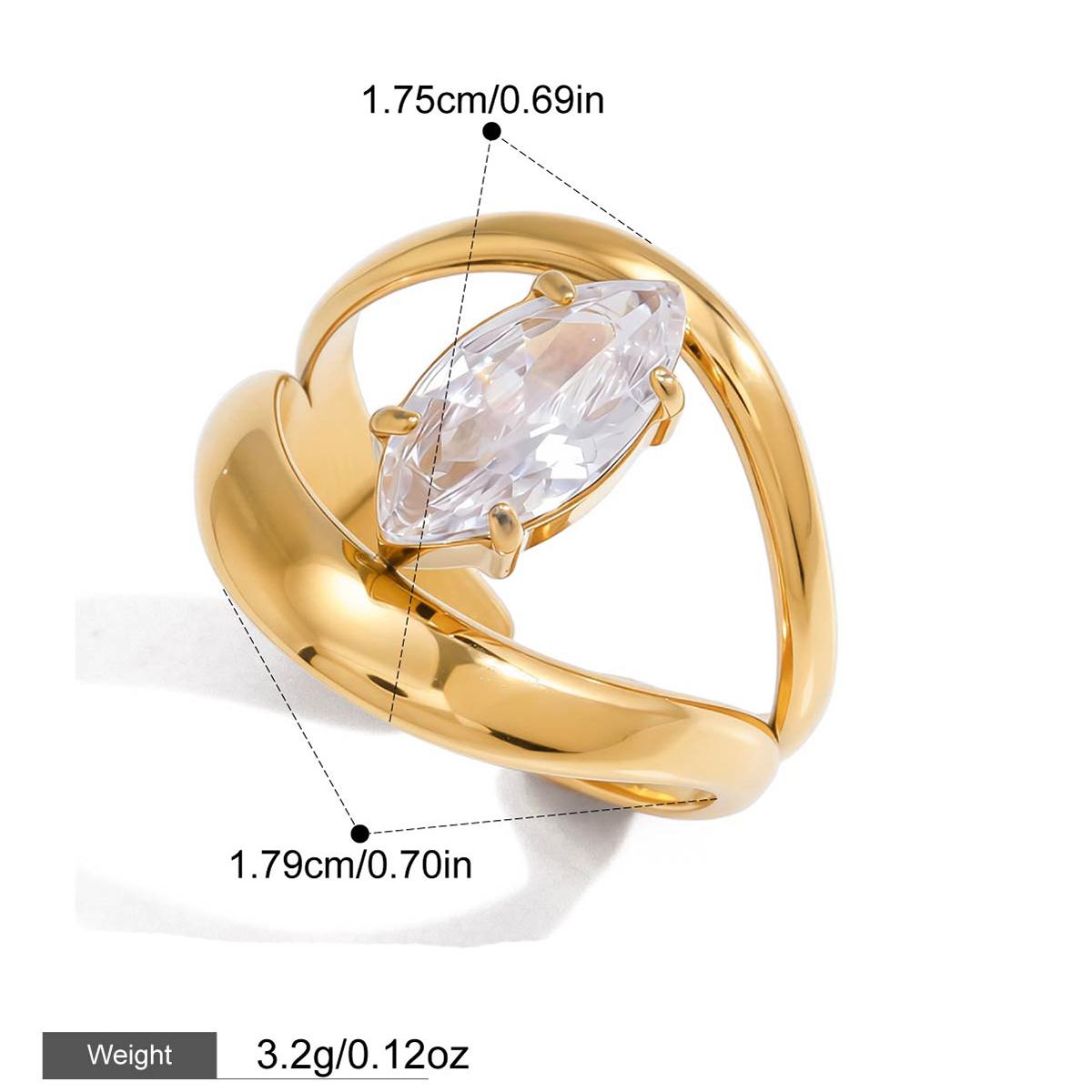 

Yori Stainless Steel Shiny Cubic Zirconia Adjustable Ring 18K PVD Plated Trending Premium Jewelry for Women Gift