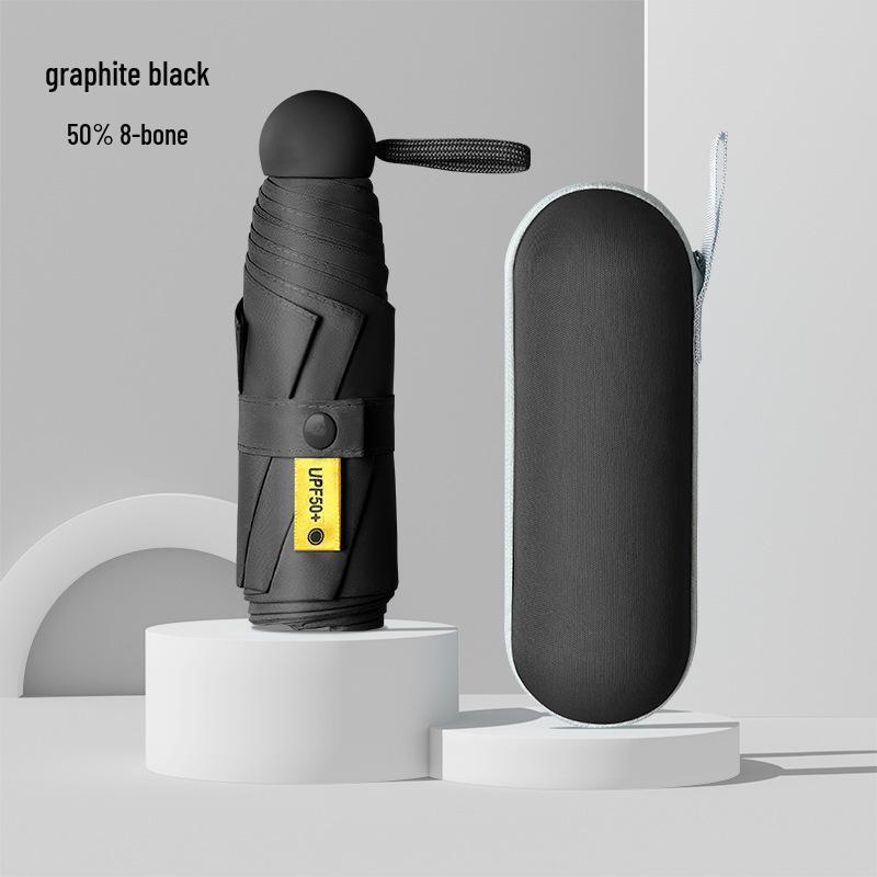 Mini Ultralight Five-Fold Anti-UV Umbrella - Portable Dual-Use for Sun and Rain, Customizable Women's Sunshade.