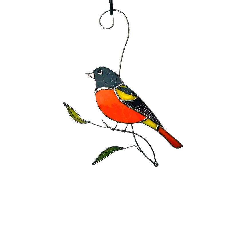 Hand Painted Vintage Glass Bird Suncatcher Hanging Ornament Handmade Art Deco Home Garden Wall Window Decoration Festival Gift