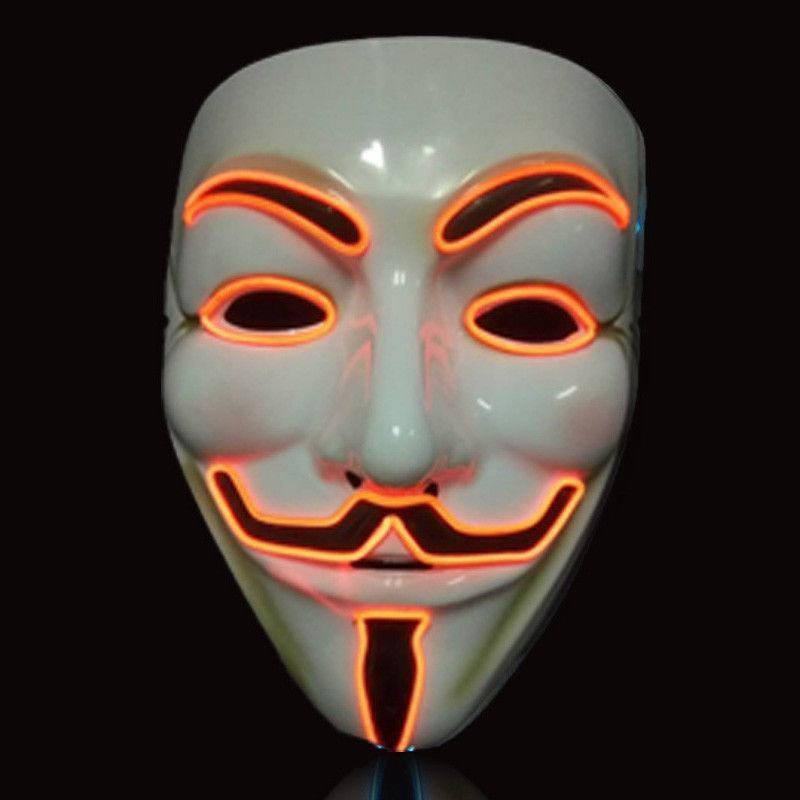 Light Led Up Mask V For Vendetta Anonymous Guy Fawkes Costume Cosplay Masks red