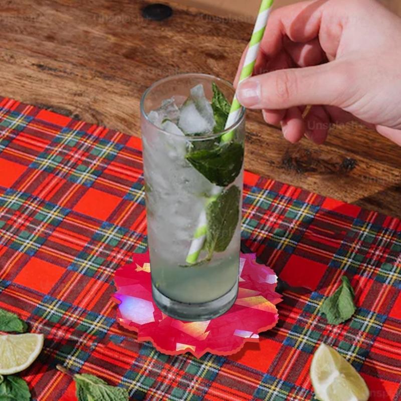 Crystal Coaster Mold 4-Cavity Flower Shaped Holographic Resin Molds Silicone Jewelry Making Epoxy Mould Decorative DIY