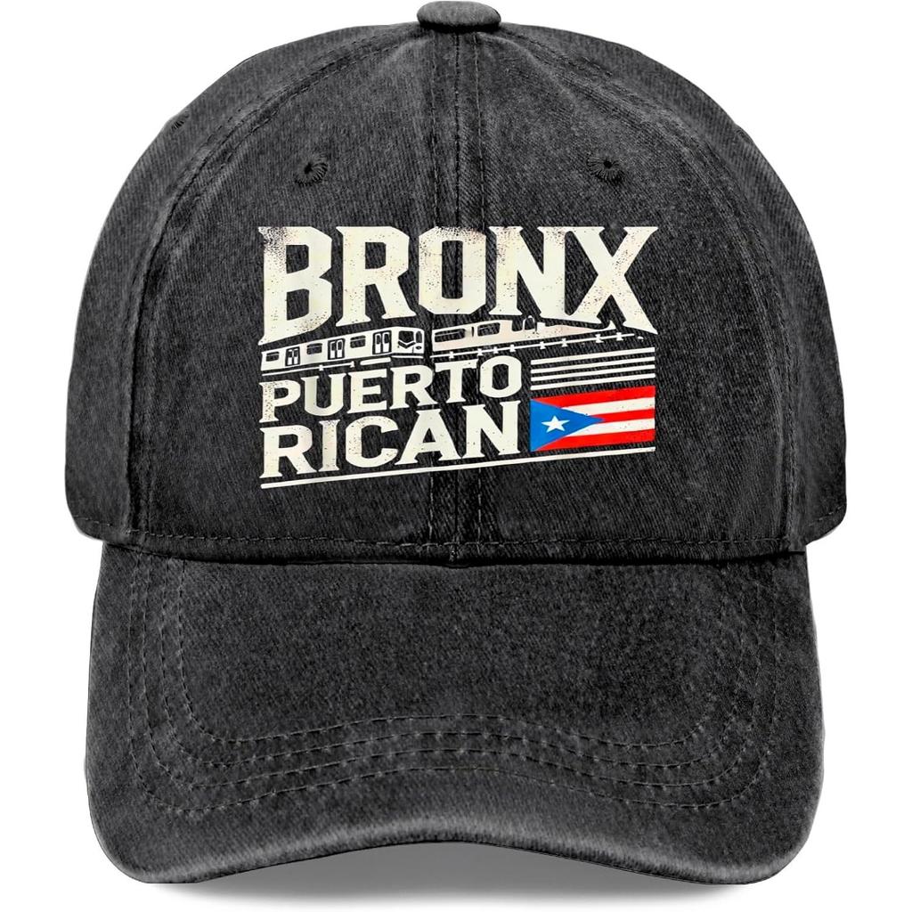 Bronx Puerto Rican Flag Distressed Baseball Cap Washed Denim Adjustable Outdoor Sun Hat