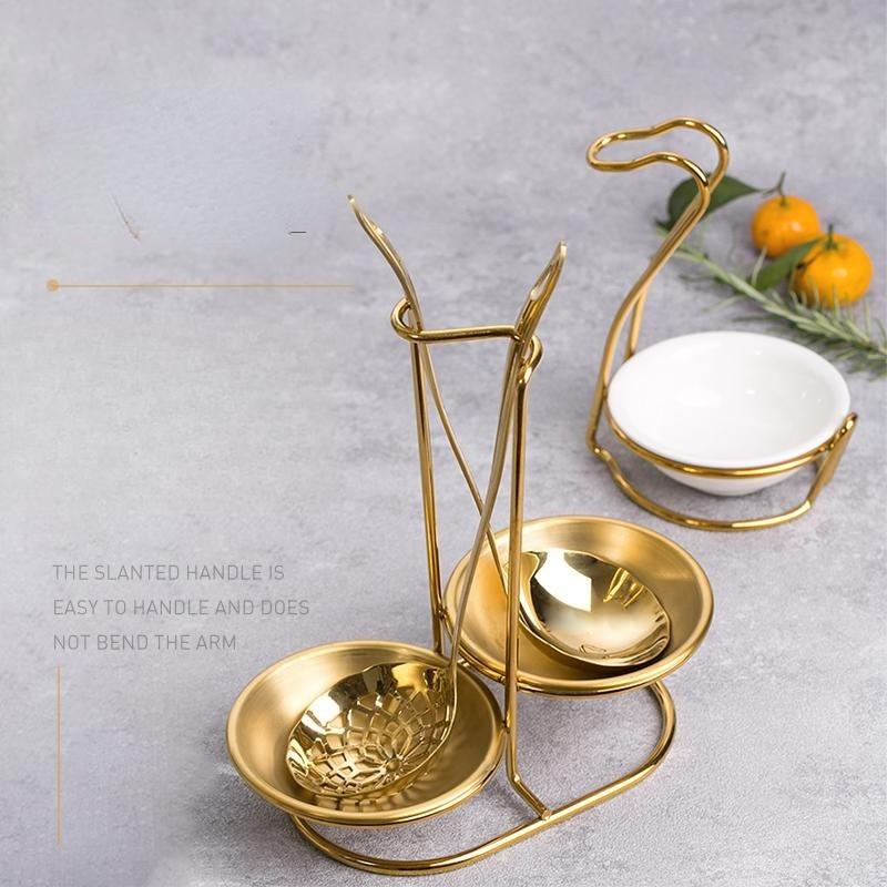 Commercial Long Handle Stainless Steel Soup Spoon, Pot Spoon, Large Golden Soup Spoon, Pot, 2 In 1