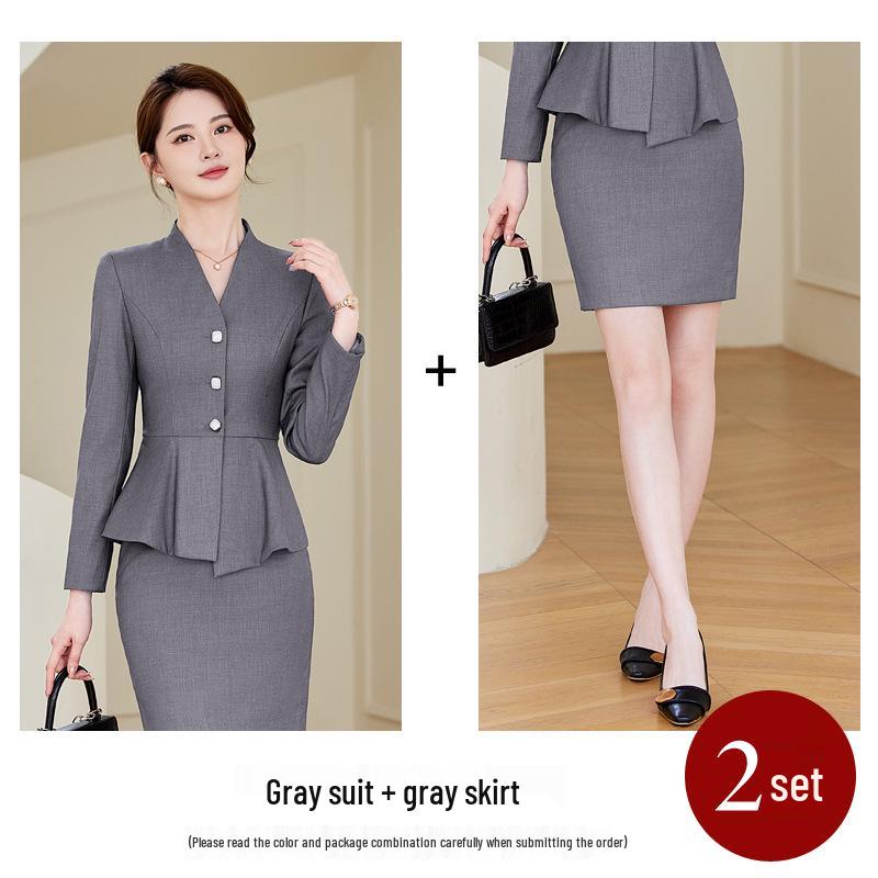 Elegant Skirt Suit for Professional Women - Perfect for Autumn & Spring Administrative Workwear