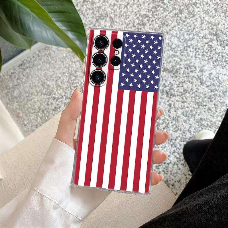 

Прозрачный чехол со звездой и флагом США для Samsung Galaxy S26 S25 S24 S23 Ultra S20 S21 FE S22 Plus S26 Ultra S25FE Мягкая накладка на телефон Galaxy S20