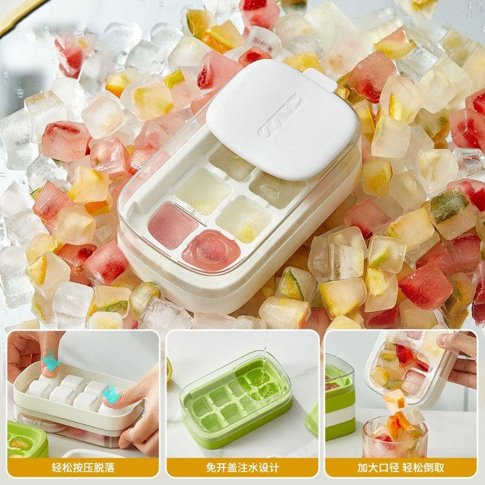 Easy Release Ice Cube Maker 8 Grid Ice Molds Storage Box Multi-Function Ice Freezer  Kitchen Gadget