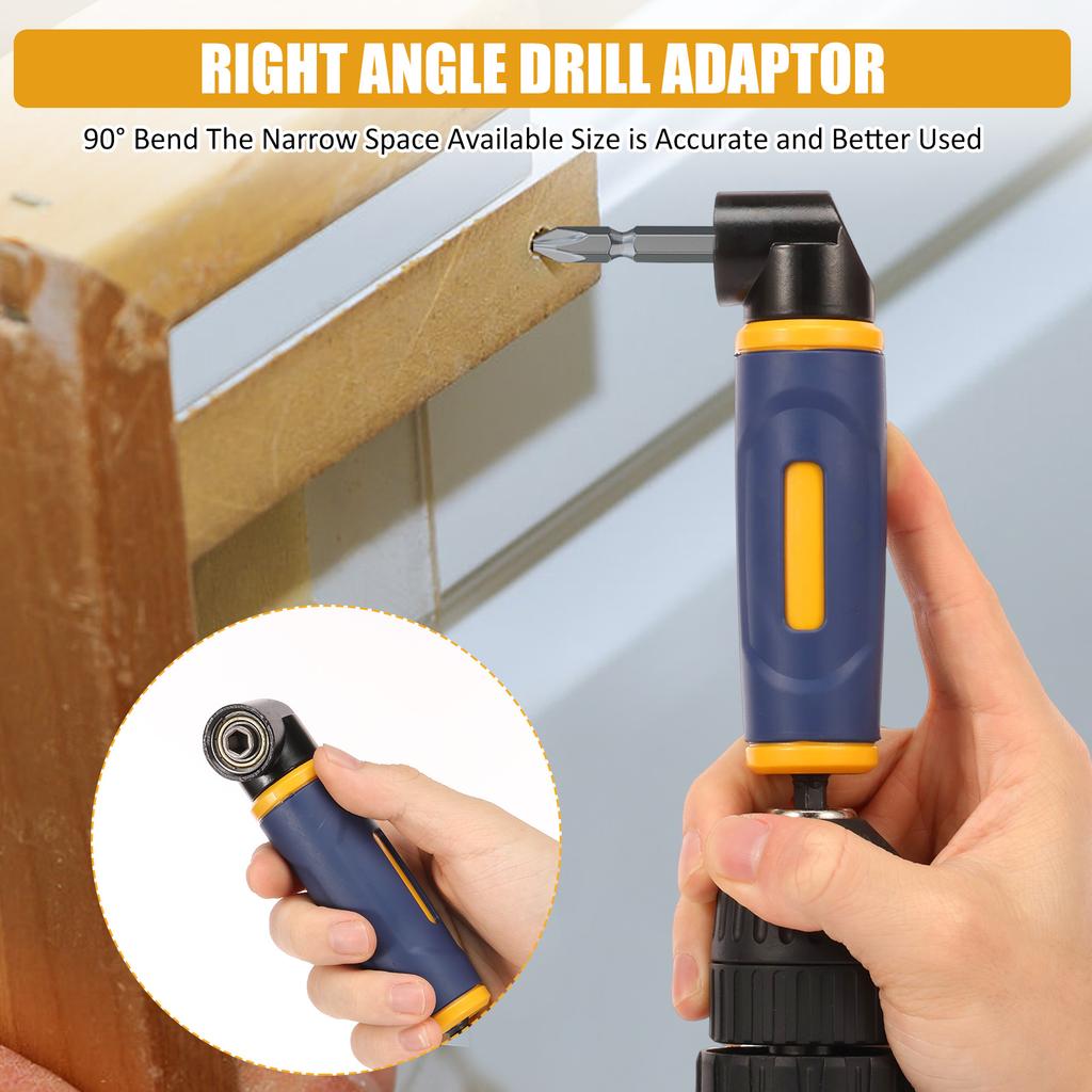 90 Degree Right Angle Drill for Most Hex Shank Bit Electric Screwdriver Corner Drill Zinc Alloy for Precision Work Home Repair