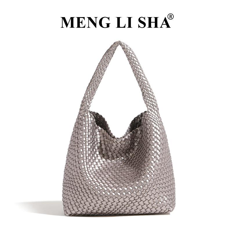 

New simple personalized woven bag commuter versatile shoulder underarm tote bag large capacity handbag срібний