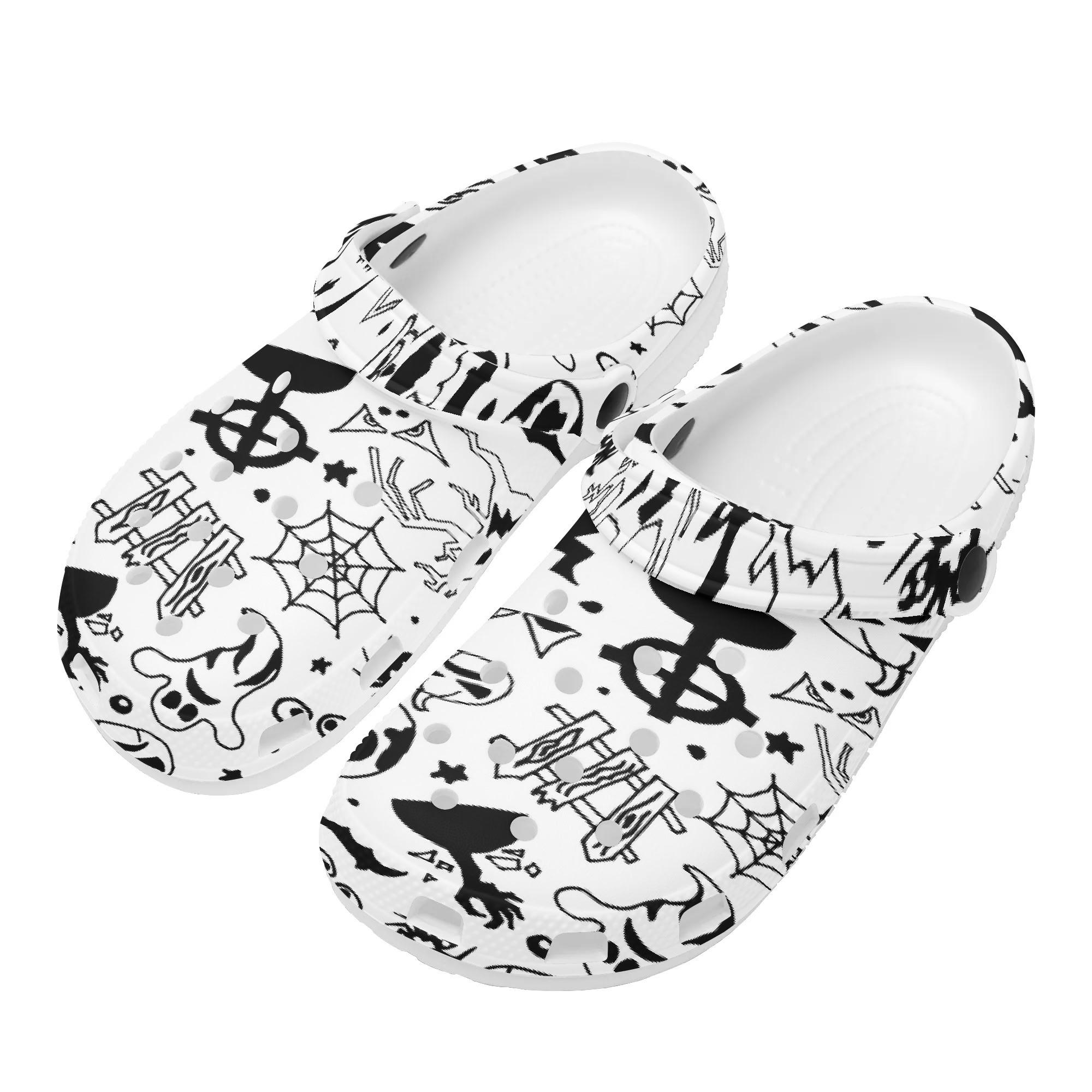 Allover Printed EVA Clogs for Women Men Ventilated Breathable Slip On Casual Shoes Lightweight Summer Sandals Soft Daily Wear 36 белый