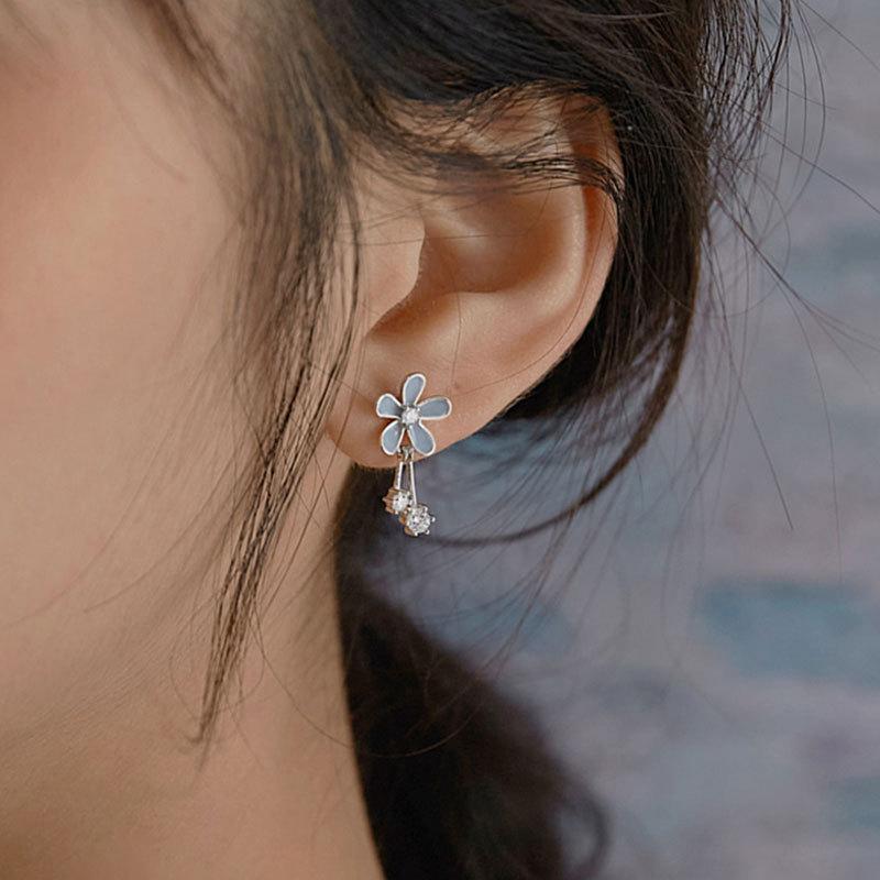 Forest Flower Daisy Gray Blue Sweet Tassel Earrings for Women Earrings for Women