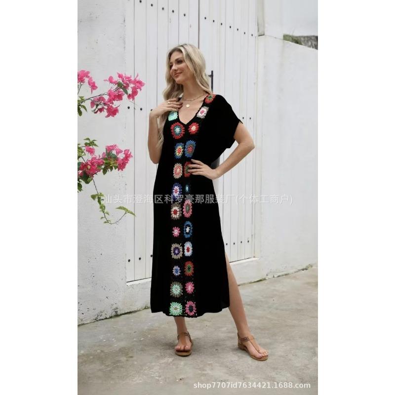 Hand Hook Dress, Slit Sexy Long Skirt, Long Robe, Beach Cover Skirt