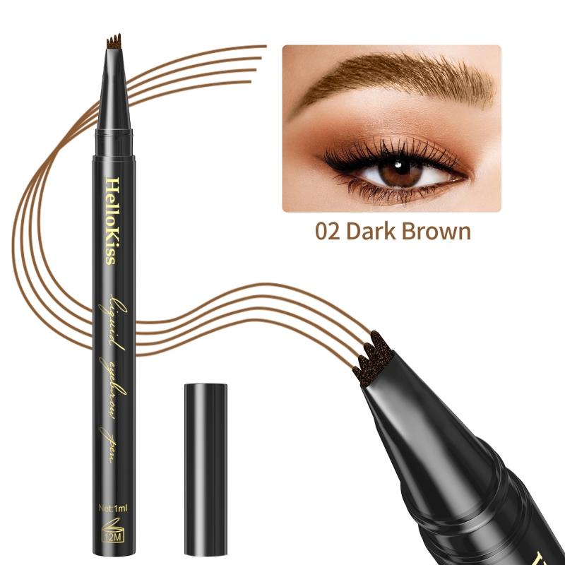 

4 кончика микро-вилки, ручка для бровей, долговечная, водонепроницаемая, естественно выглядящая кисть, 3D дикая набивка для макияжа глаз, быстросохнущая ручка для бровей #02