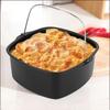 Cestello Friggitrice ad Aria Quadrato in Acciaio Antiaderente Teglia da Forno per Torta Ciotola a Barile Cestello per Arrosto Stampo per Pasticceria Accessorio Cucina