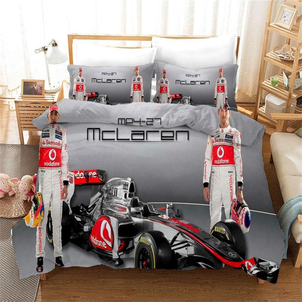 F1 Racing Car Duvet Cover Sets 2 PCS Quilt Cover Bedding Bed Covers with Pillowcases with Zipper Breathable Stylish Comforter