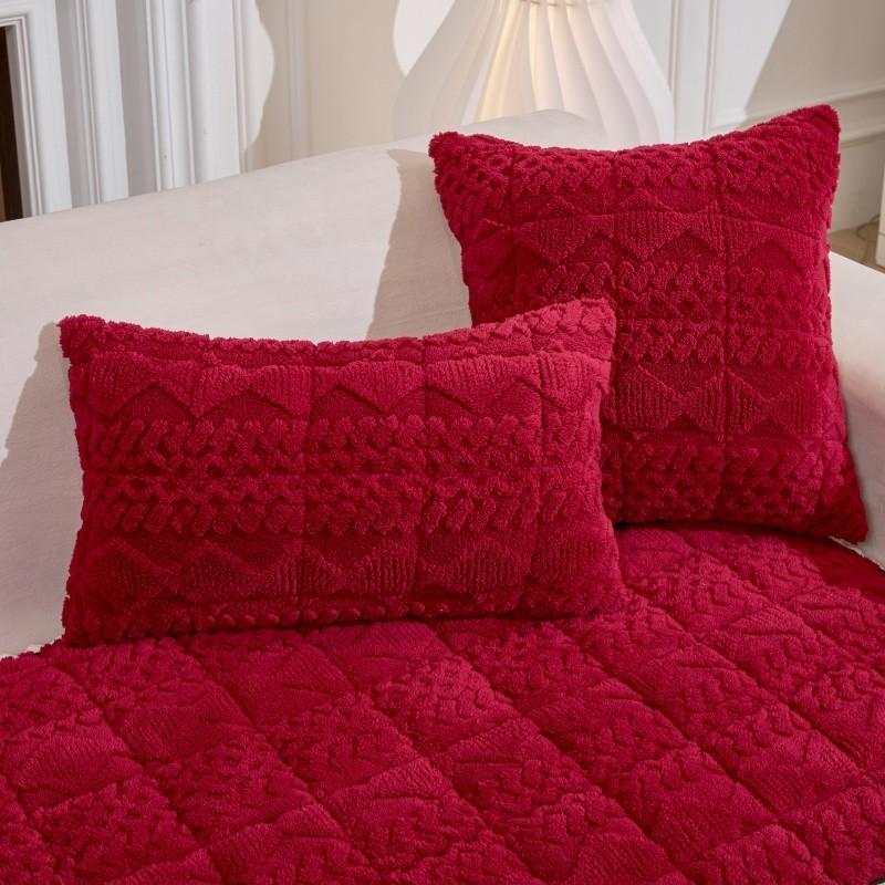 Plush Solid Color Sofa Cover All-Season Use Machine Washable Soft Pet-Friendly Non-Slip Wear-Resistant Seat Cushion