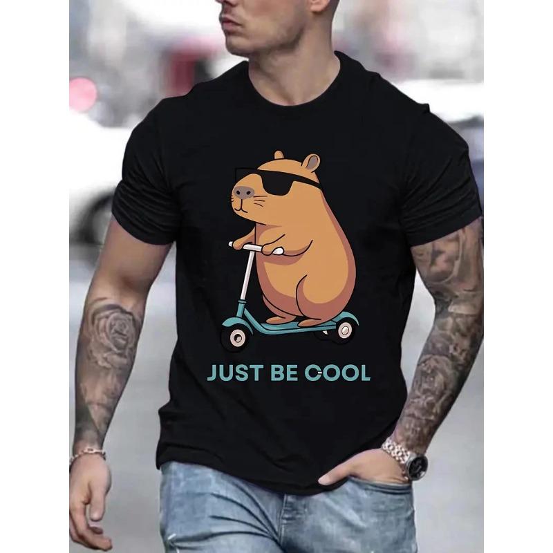 Zomer Rond Hals 3D Capybara Grafische Print Top Modieuze Casual Korte Mouw Heren T-shirts