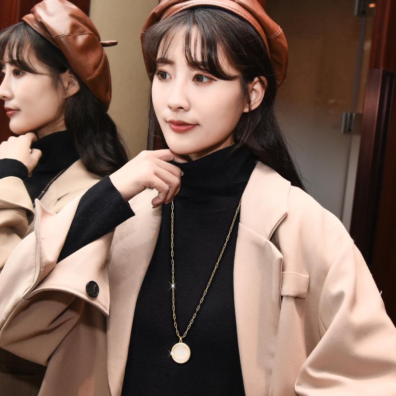 Korean Style Autumn/Winter Double Circle C Necklace - Double-Sided Versatile Sweater Chain Accessory