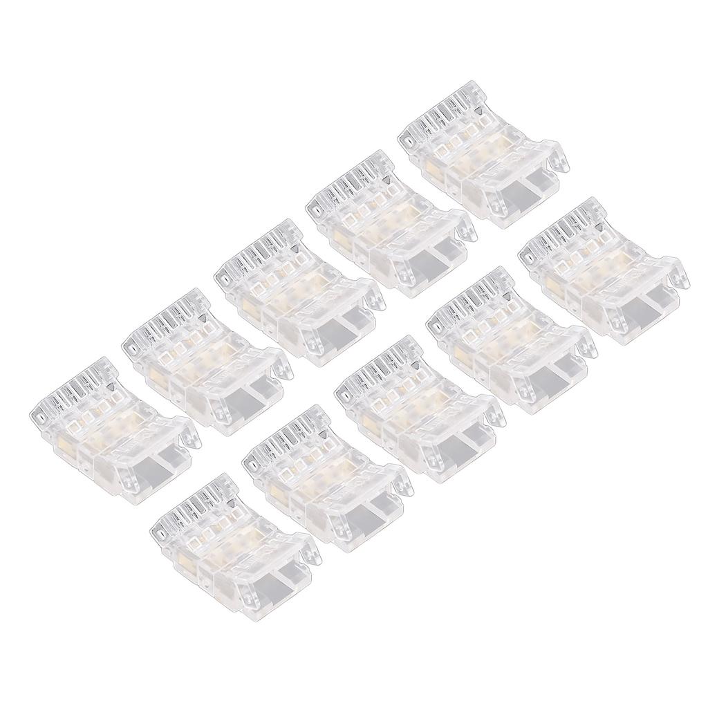 10Pcs COB LED Strip To Wire Connector 4Pin 10mm Transparent Solderless LED Adapter Connectors for Home School Office