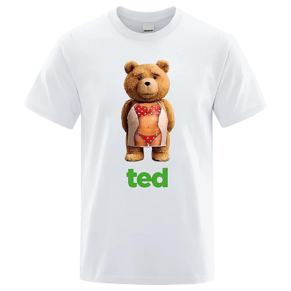 Motorrad T-Shirts mit kurzen Ärmeln für Damen und Herren Cartoon Pärchen Outfits Unisex Streetwear Kawaii TED2 Bär Designer Y2K