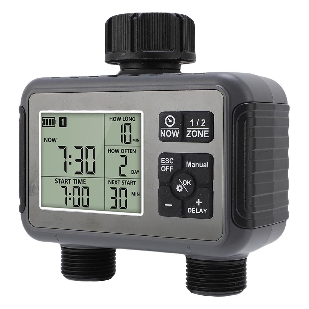 Automatic Irrigation Timer LCD Display 3/4-1/2 Inch Faucet 2 Zone Watering Timer for Outdoor Garden