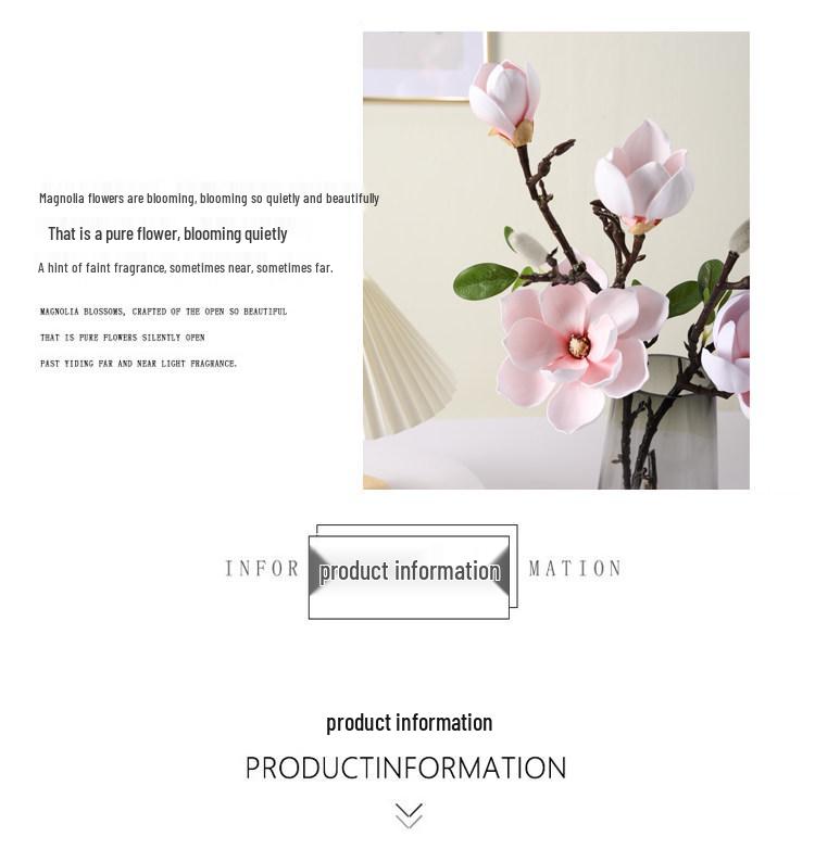 Large Magnolia Artificial Flower Bouquet for Living Room - High-End Floor Stand Floral Decoration