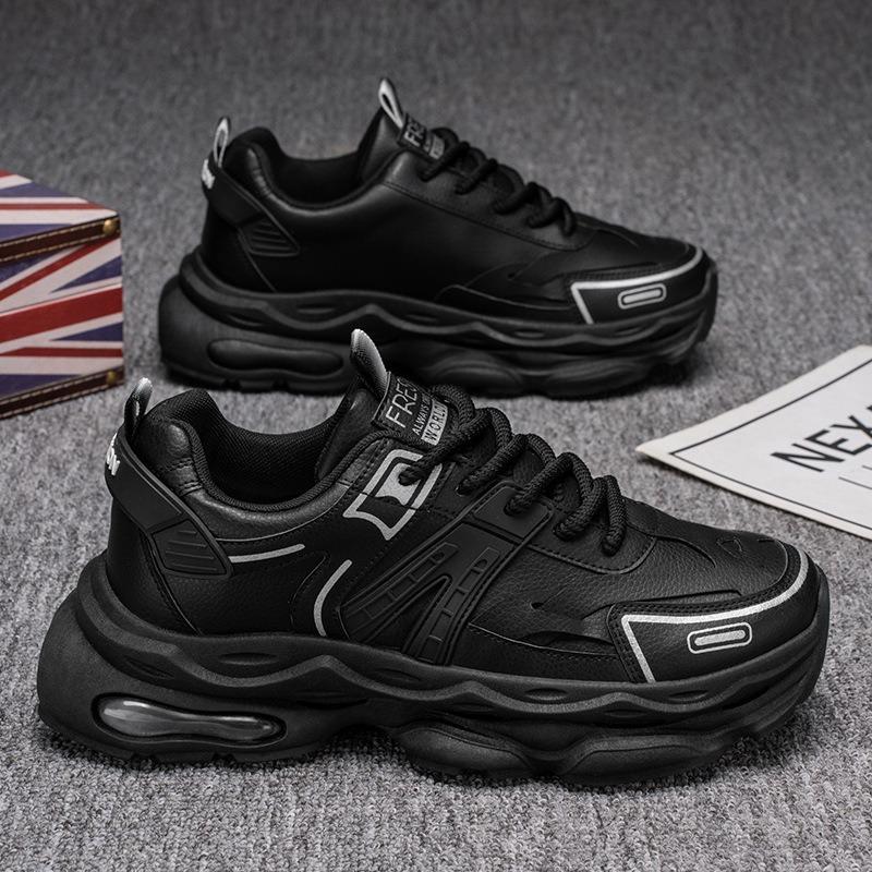 Summer men's shoes new breathable shoes men's trend versatile thick-soled heightening sports shoes casual black dad trendy shoes