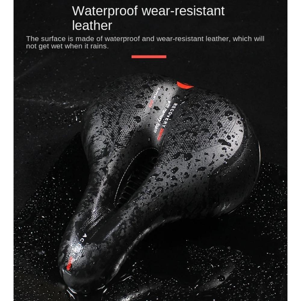 Hollow Breathable Bicycle Saddle Men Women MTB Road Bike Saddle Shock Absorbing Comfortable Big Butt Bike Seat Safety Warning