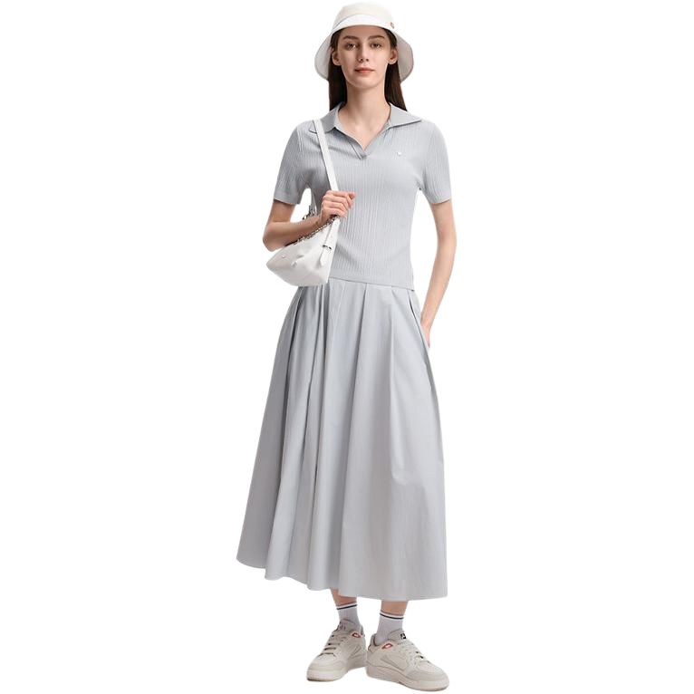 Fila White Fashion Trendy Minimalist Classic Retro Loose A-Line Woven Casual Long Skirt Women skirts F11W623315FGY