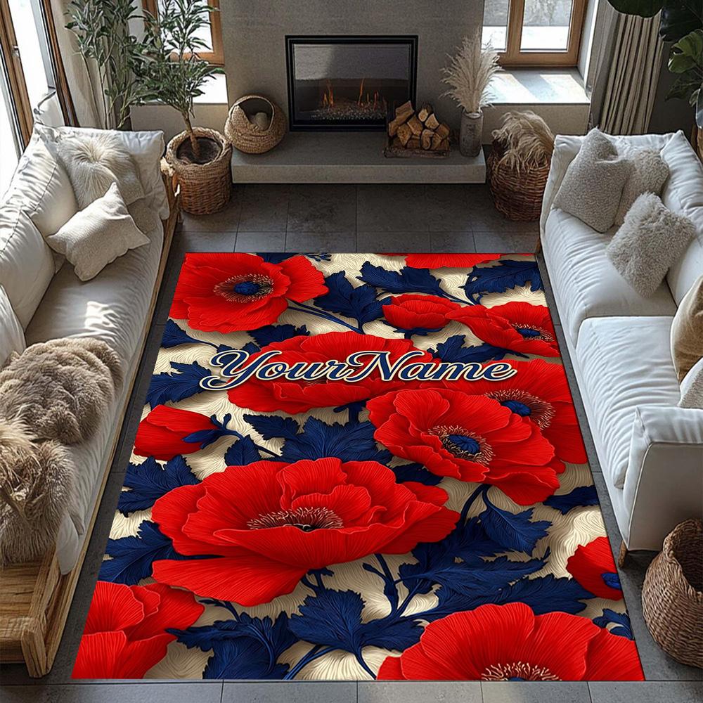Rose Customize Your Name Floor Rug Office Rug Design for Living Rooms Balcony Study Room Foyer Antislip Carpet Decorate Offices Wedding Party Gift