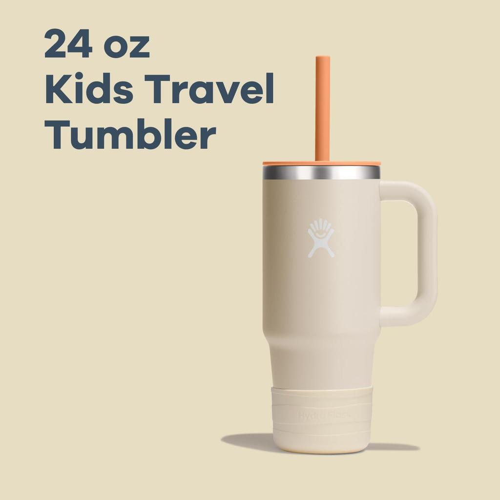 Stainless Steel Kids Tumbler with Straw, 24oz (709ml), Dahlia Design, Insulated Water Bottle (Official Japanese Product)