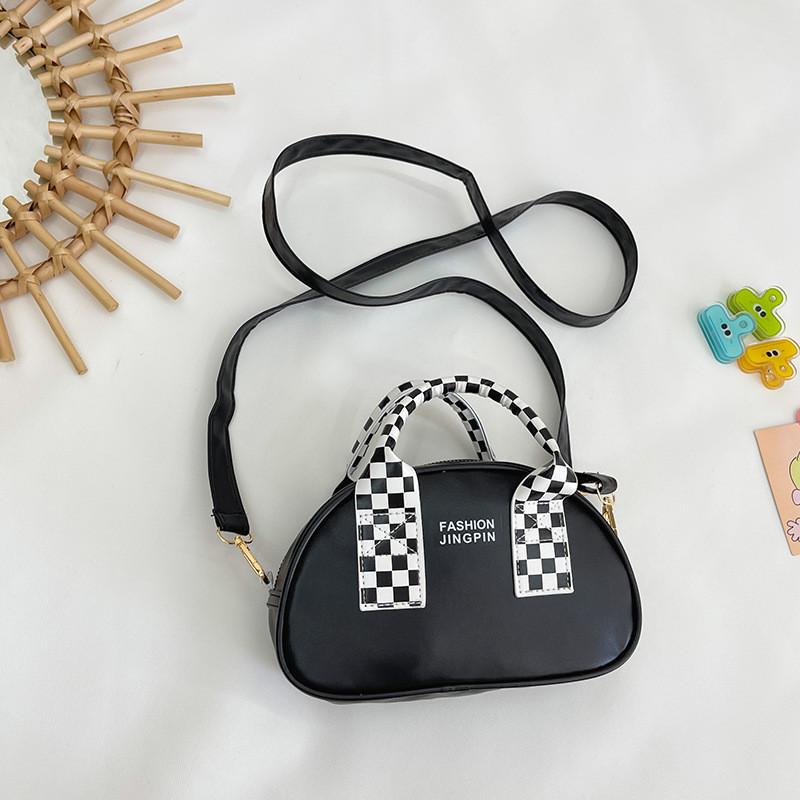 

Модная детская ручная сумка Стильная разноцветная сумка через плечо для маленьких девочек Универсальные аксессуары чёрный