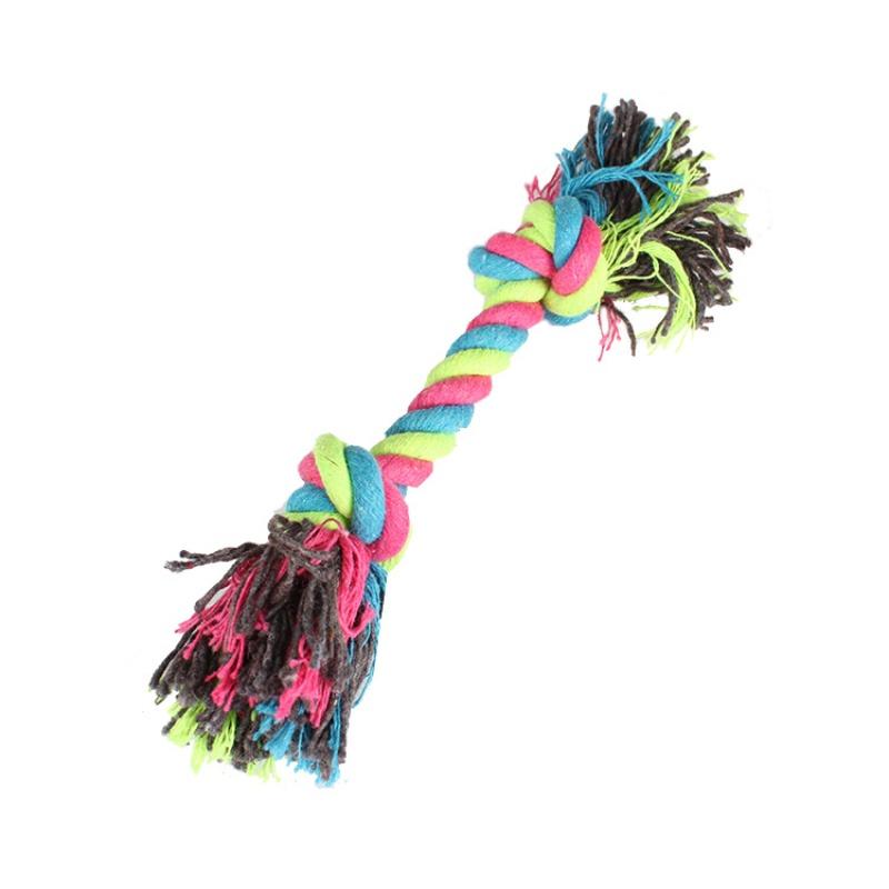 Zufällige Farbe Haustier Hundespielzeug Beißseil Doppelknoten Baumwollseil Lustiges Katzenspielzeug Beißfest und Scharfe Zähne Haustierbedarf Welpenspielzeug