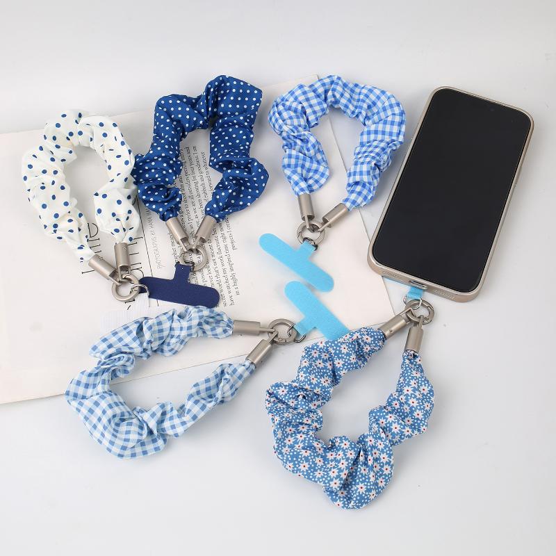 Korean Floral Plaid Phone Wrist Strap Women Detachable Phone Chain Universal Anti Lost Lanyard Cute Daily Phone Wristband